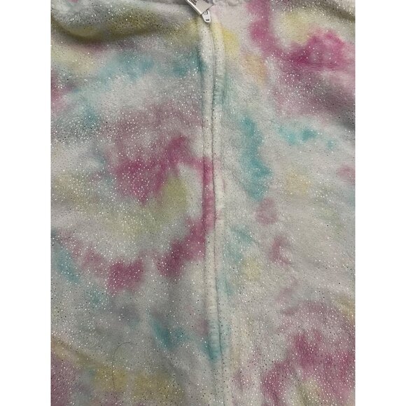 Sainteve Girls Unicorn Hooded Tie-Dye Fleece Pajama With Glitter Accents - Picture 4 of 12